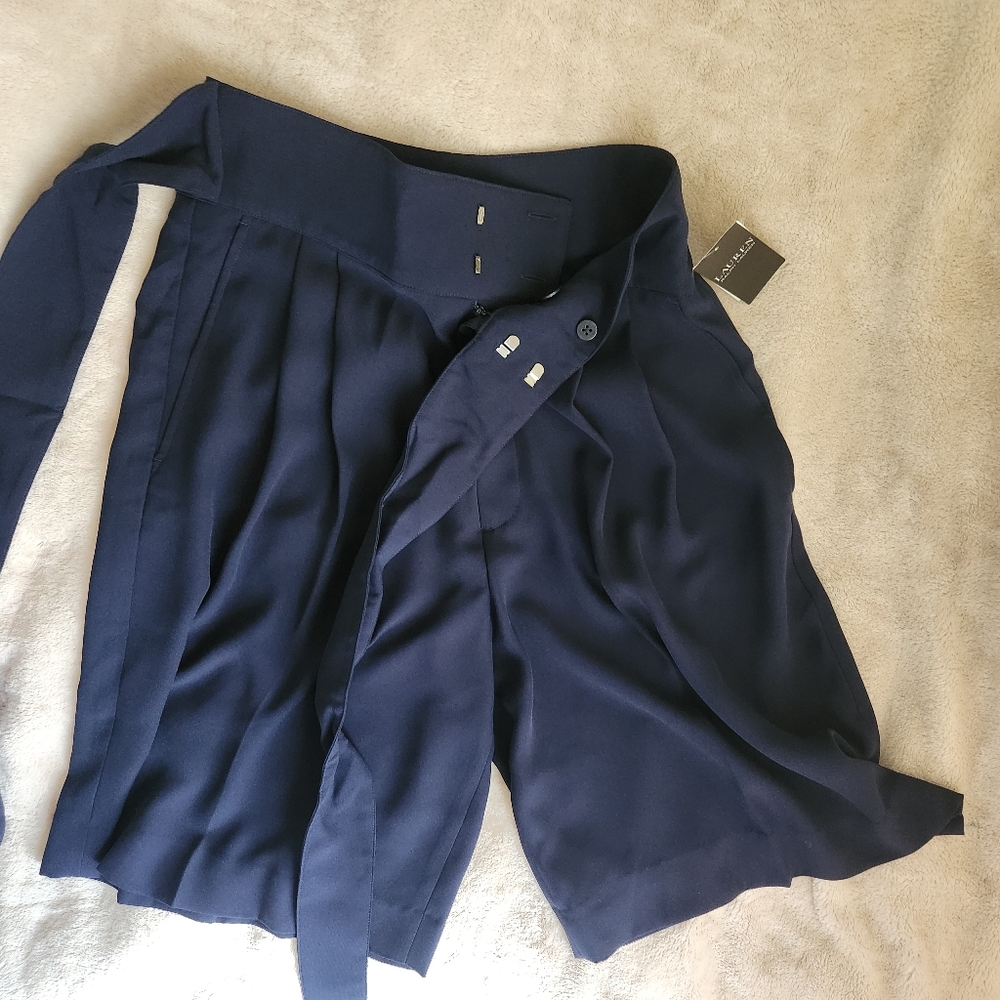 Women’s Navy Tie-Waist Shorts - Picture 12 of 16